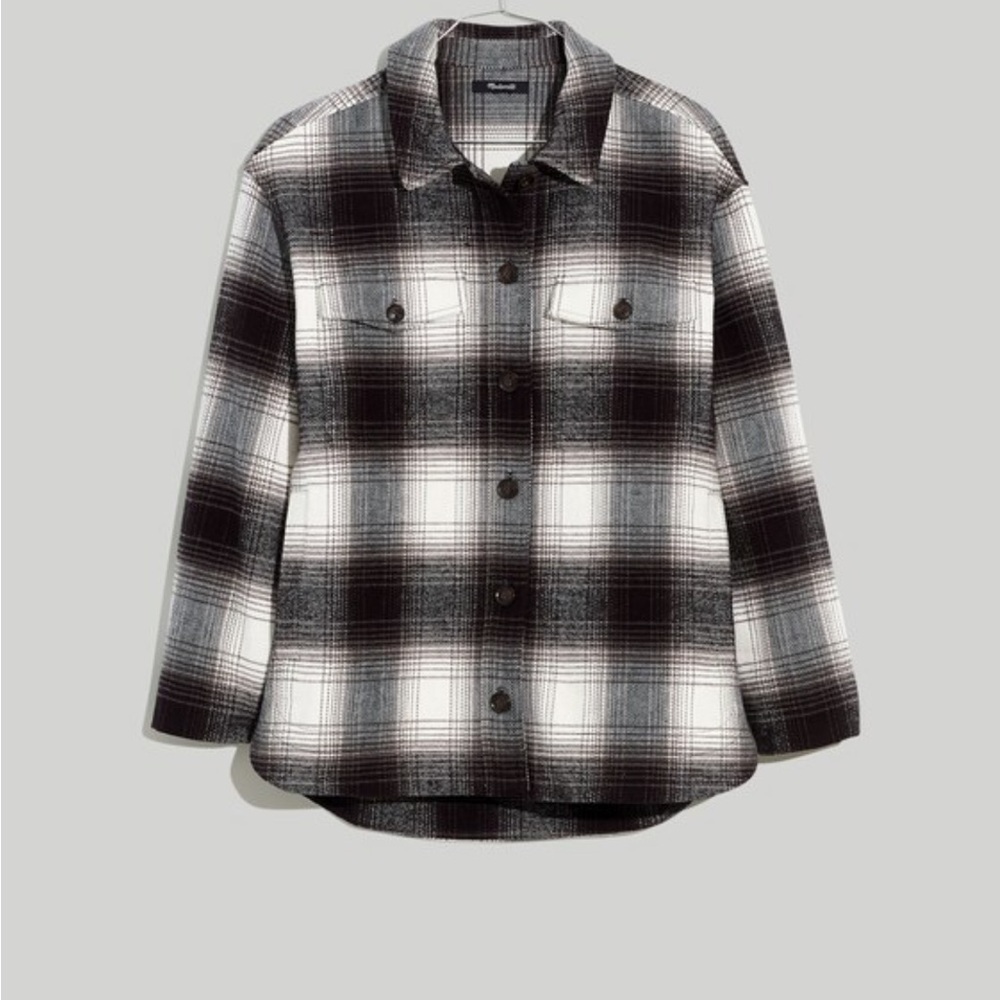 Madewell Twill Flannel Windowpane Plaid Shirt-Jacket